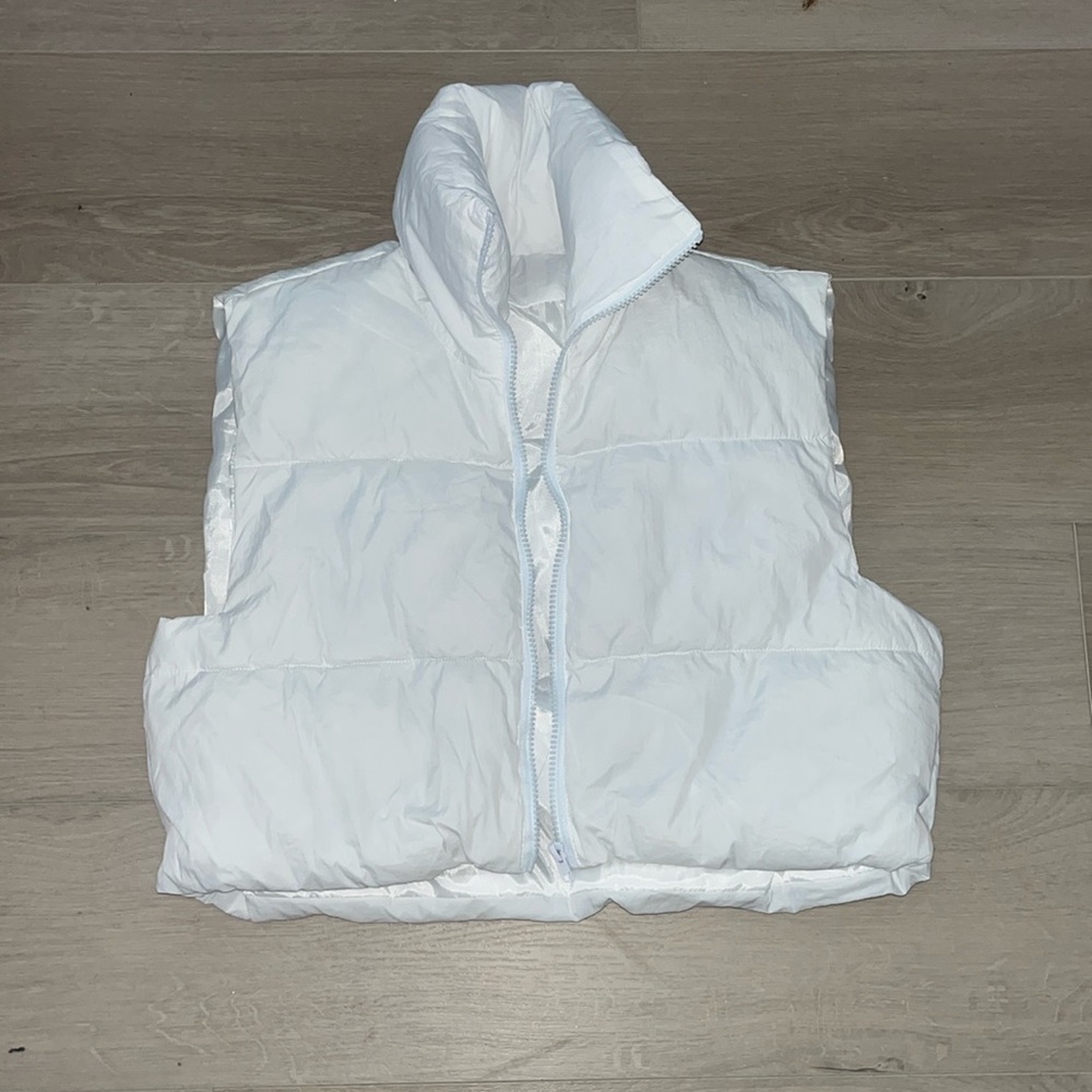 White puffer vest